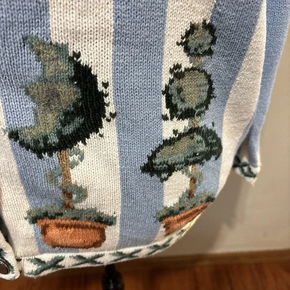 Quacker Factory Topiary Peace Faith Kind Embroidered Cardigan Sweater Size 3X - Picture 5 of 6